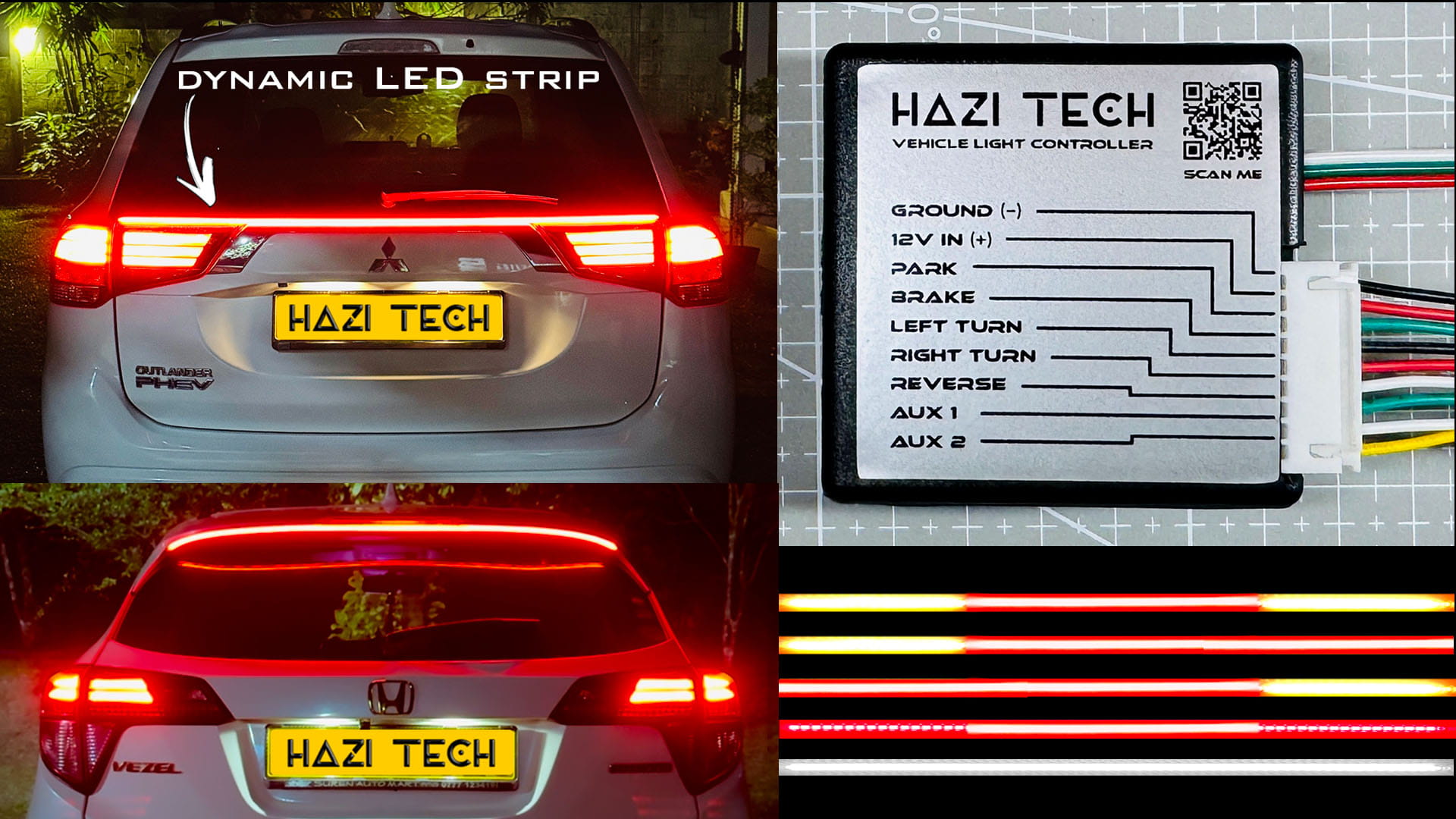 HAZI TECH VEHICLE LIGHT CONTROLLER SYSTEM with Controller Box V2 and remote